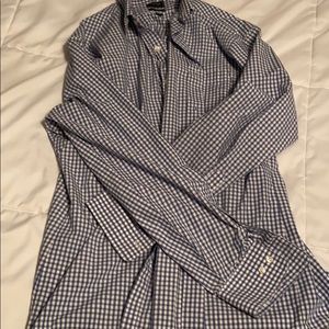 Arrow blue and gray long sleeved button down shirt